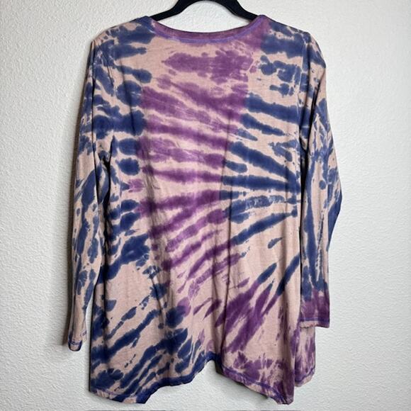 LOGO by Lori Goldstein Sz Large Tie-Dye Top with Hi-Low Hem - Picture 6 of 13